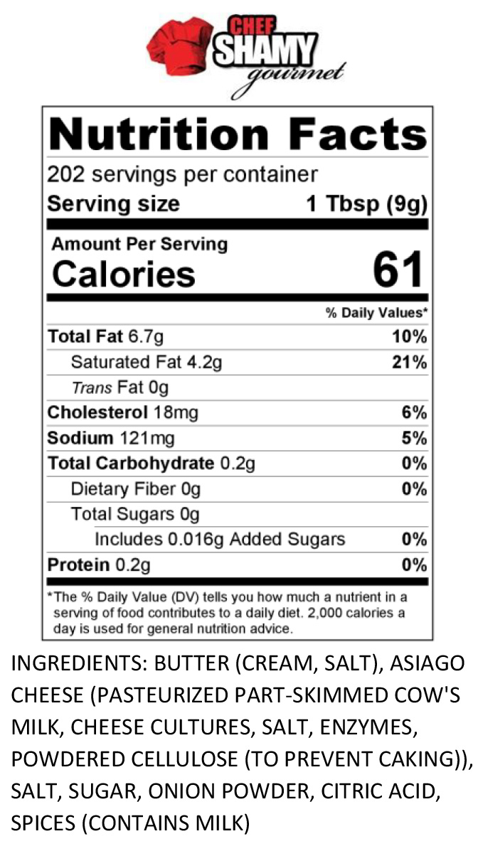 French Onion Butter Nutrition Info