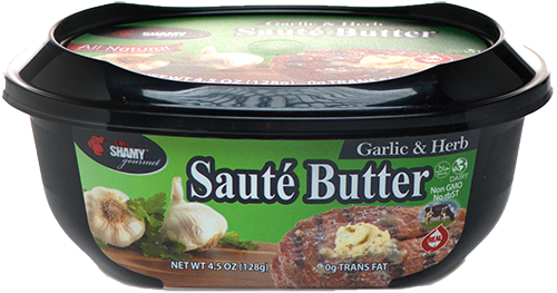 Savory garlic and fresh herbs combine in our gourmet butter from Chef Shamy.