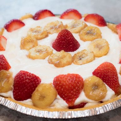 Enjoy a cool summer treat -- Strawberry Banana Cream Pie.