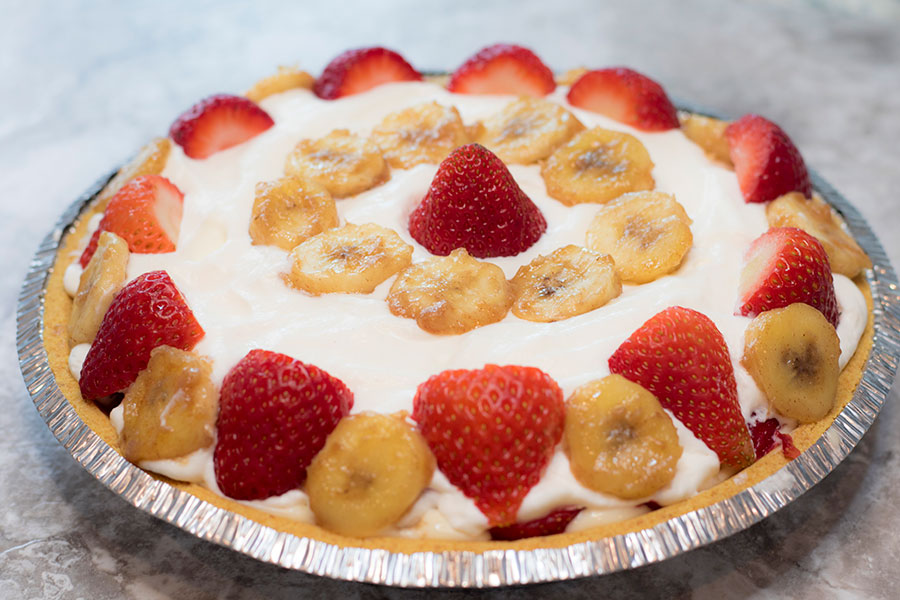 Enjoy a cool summer treat -- Strawberry Banana Cream Pie.