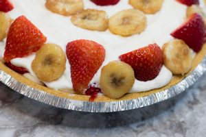 Enjoy a cool summer treat -- Strawberry Banana Cream Pie.
