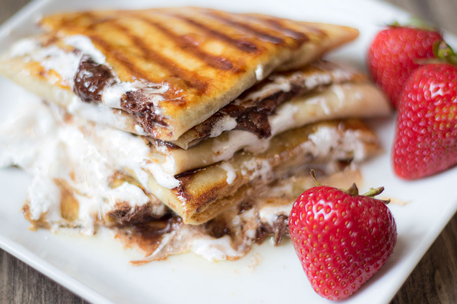 Enjoy the classic smores you love in a slightly less messy way with a smore quesadilla.