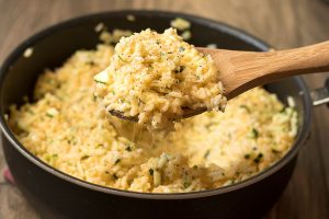 One Pot Cheesy Garlic Zucchini Rice