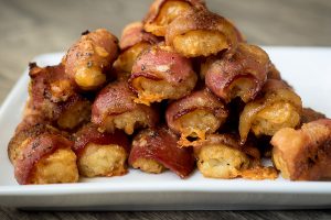 Cheesy Garlic Bacon Wrapped Tater Tots