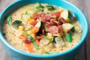 Garlic Zucchini and Corn Chowder