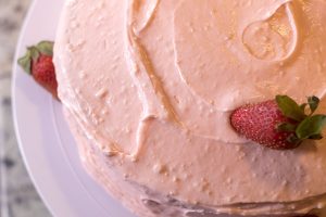 Strawberry Buttercream Almond Cake