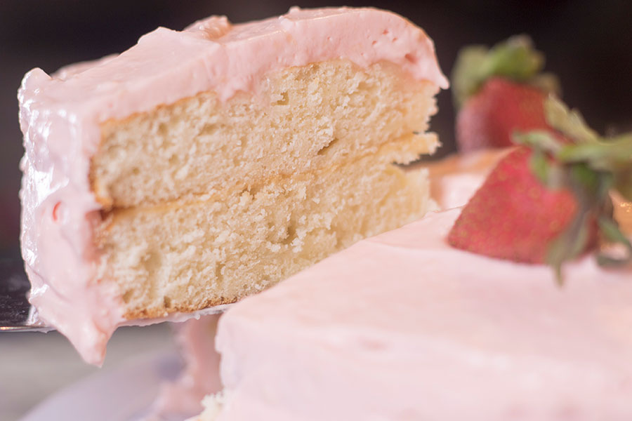 Strawberry Buttercream Almond Cake