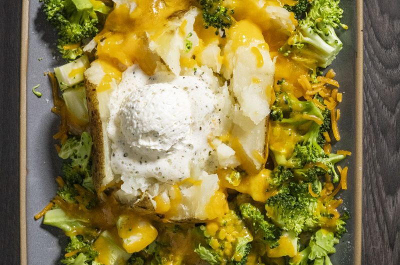 Garlic Broccoli and Cheese Baked Potatoes