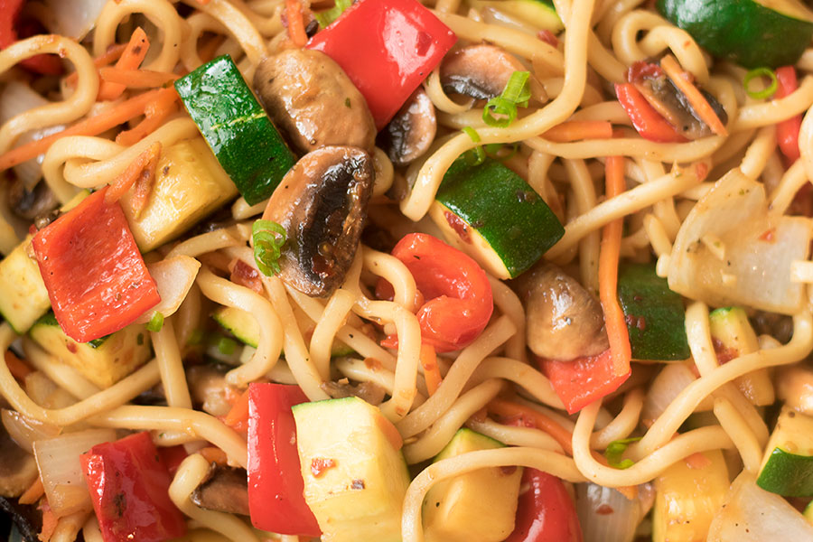 Vegetable Lo Mein with Garlic and Ginger