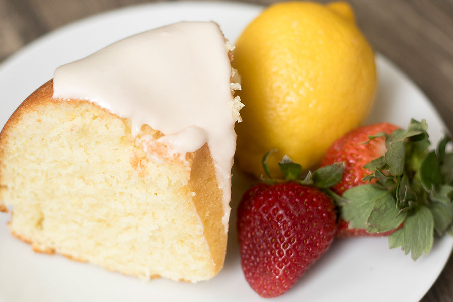 Lemon Pound Cake with Strawberry Icing