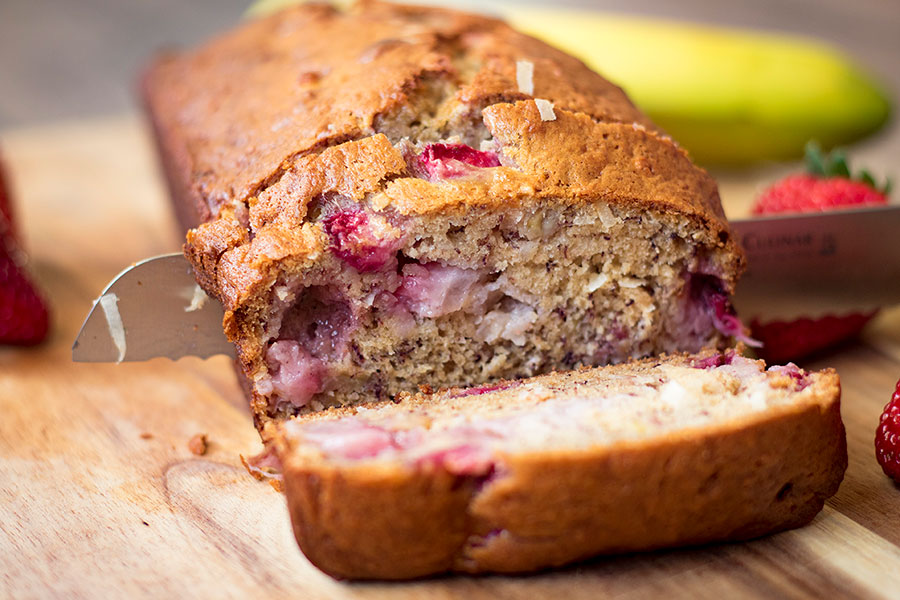 Strawberry Coconut Banana Bread