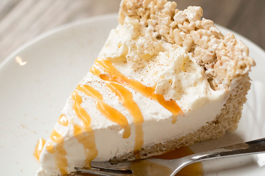 Cinnamon Caramel Rice Krispie Cheesecake