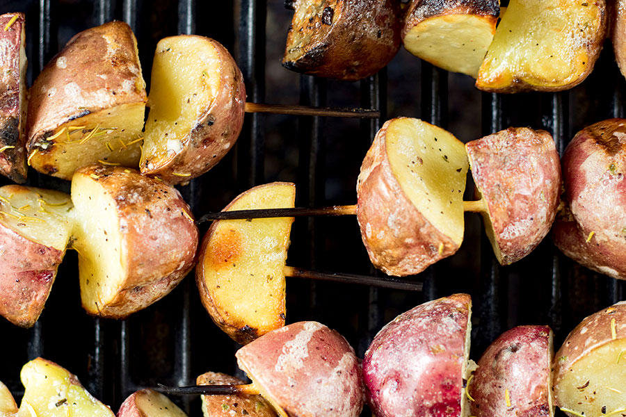 Garlic Rosemary Potato Skewers