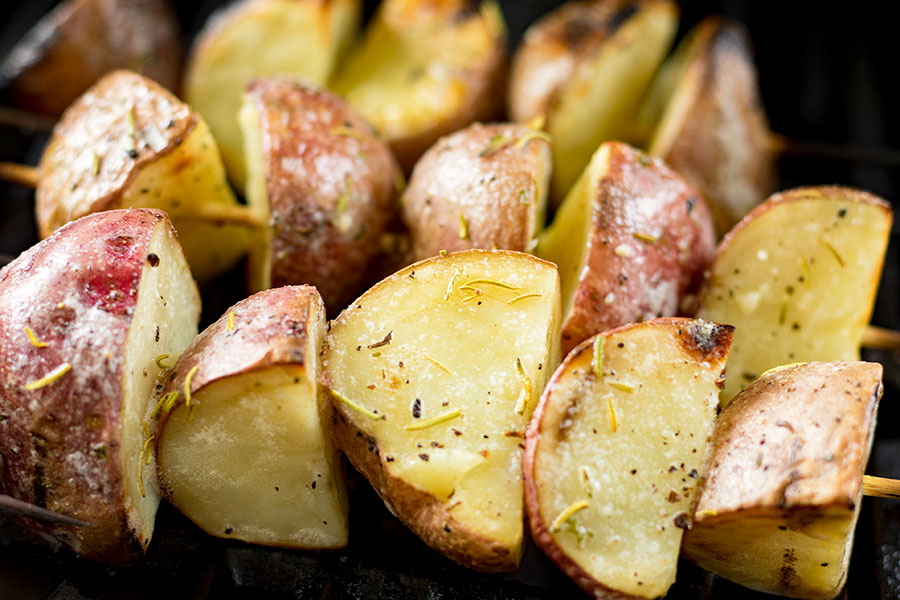 Garlic Rosemary Potato Skewers
