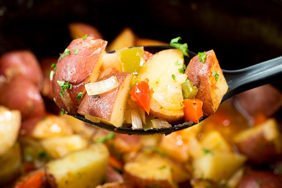 Crockpot Breakfast Potatoes {Cooks Overnight!} 