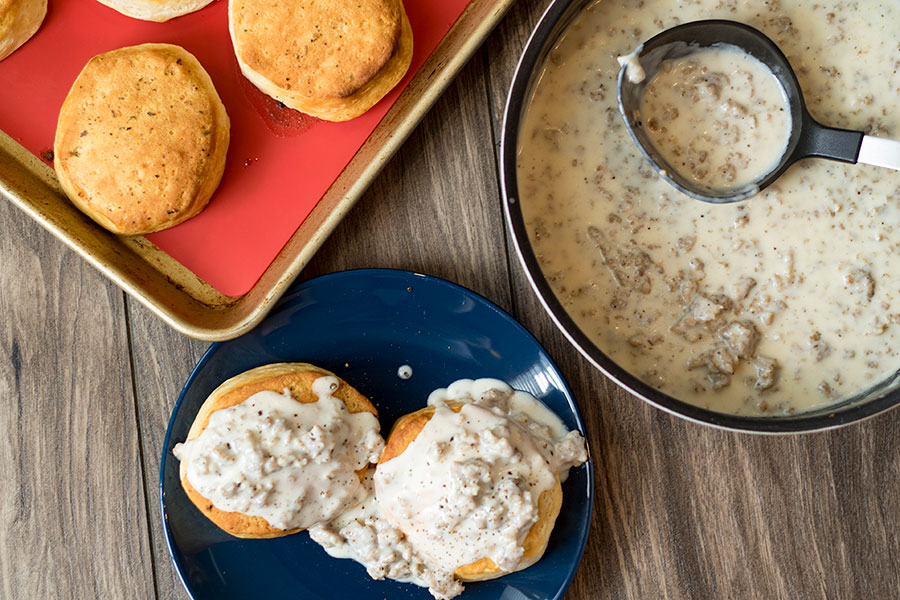 Garlic Biscuits and Gravy