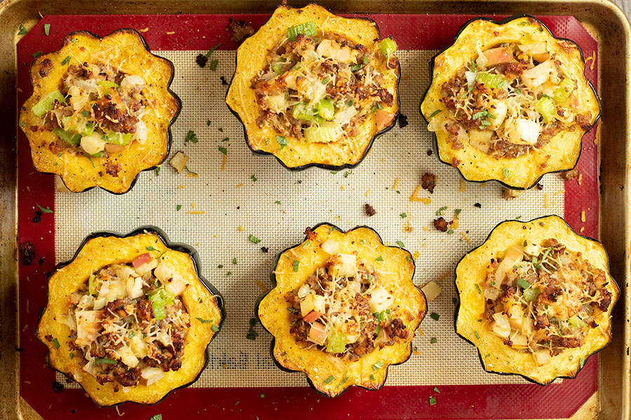 Sausage and Apple Stuffed Acorn Squash