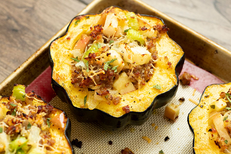 Sausage and Apple Stuffed Acorn Squash