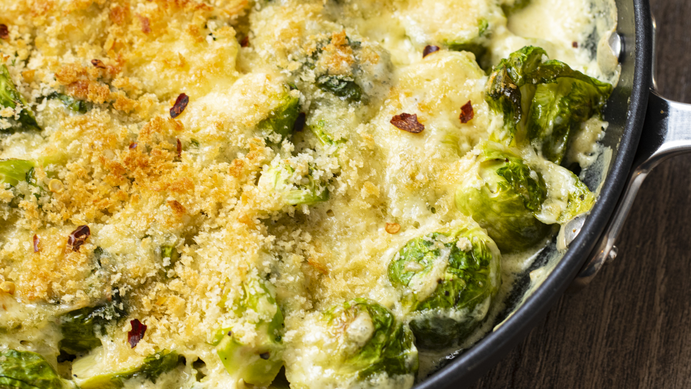 Cheesy Brussels Sprouts Gratin