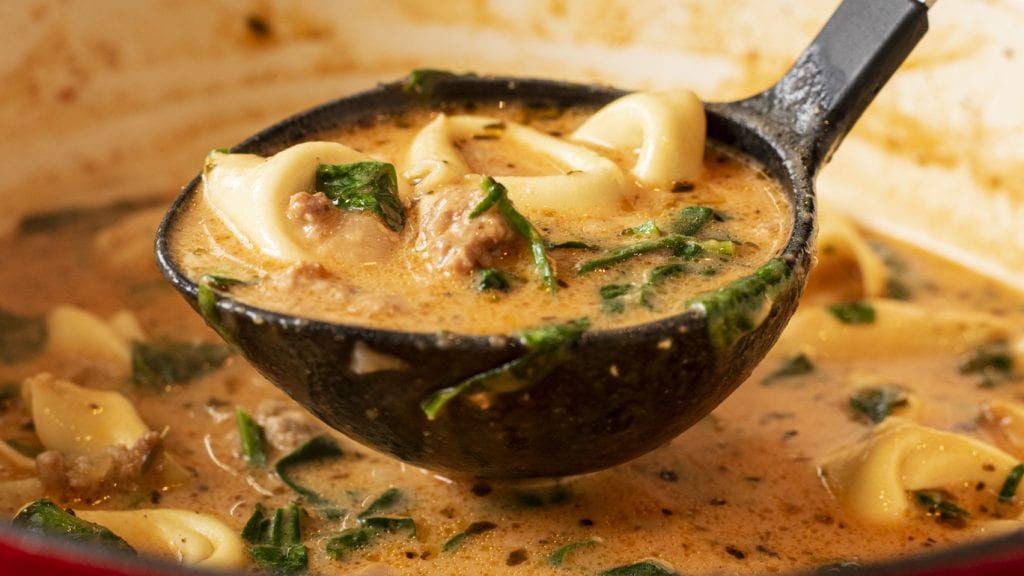 Sausage Spinach Tortellini Soup