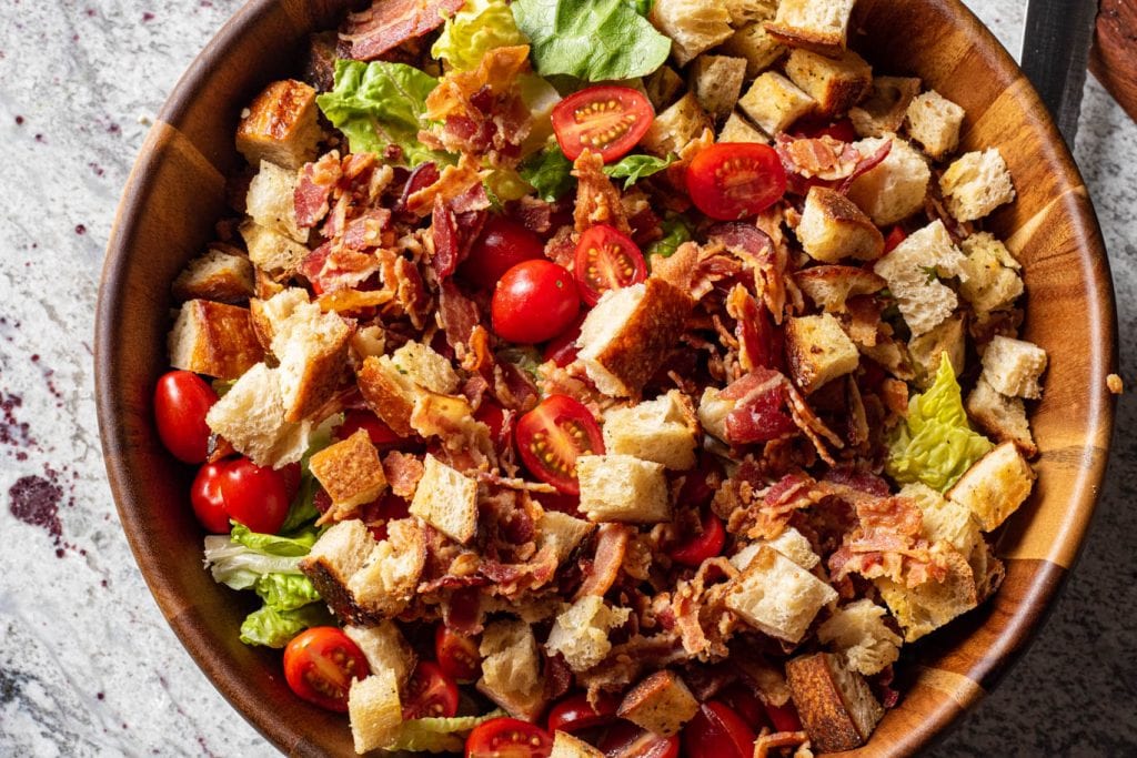 BLT Salad with Homemade Garlic Croutons