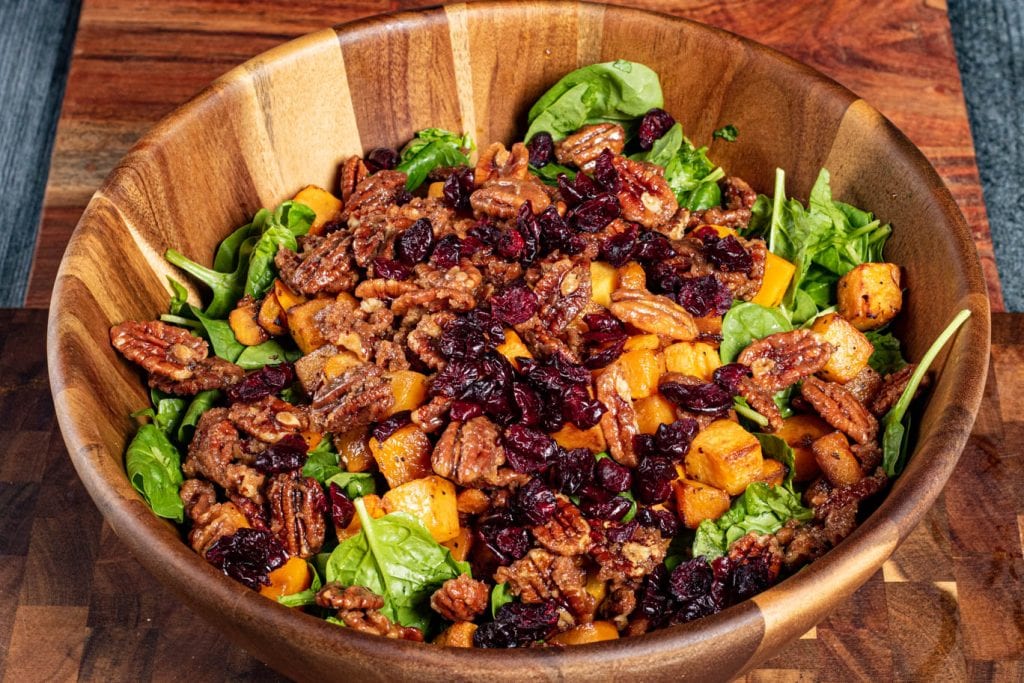 Roasted Butternut Squash Salad with Pecans and Cranberries